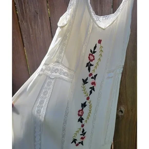 Nanette Lepore Women's Ivory & Lace Floral Embroiderd Dress Size 8 - Picture 2 of 7